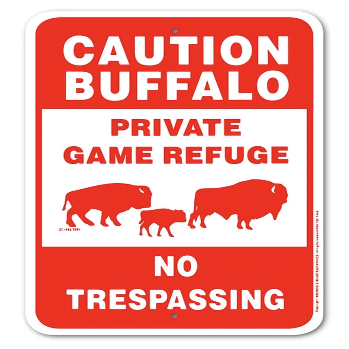 Noble Beasts - Caution Buffalo Sign