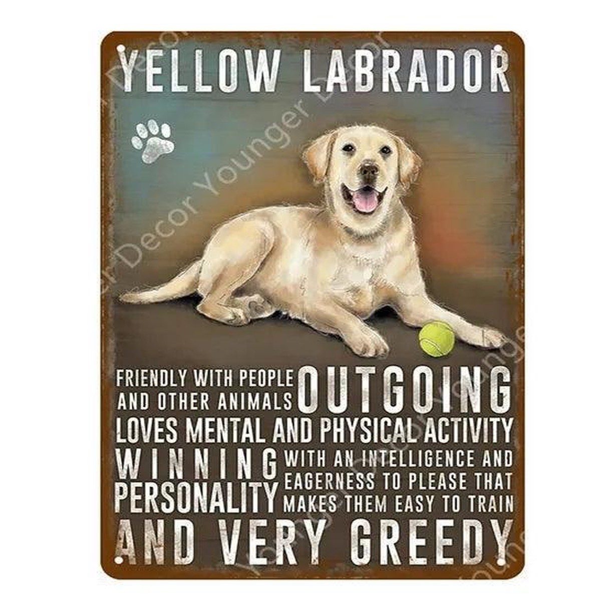Yellow Labrador Dog Tin Sign