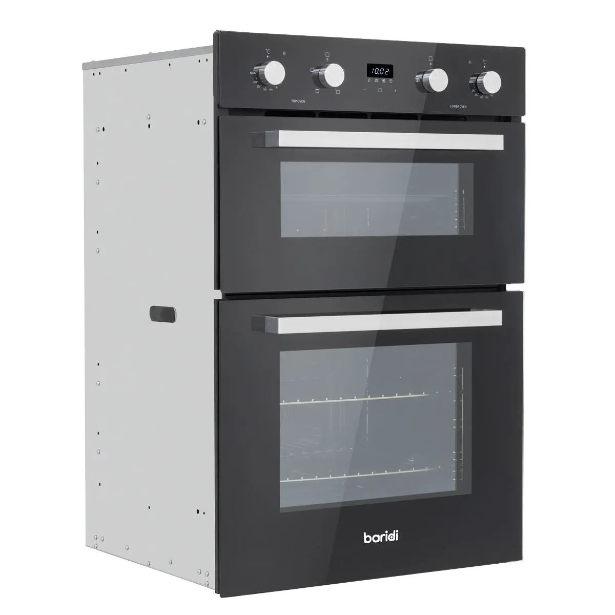 Baridi 90cm Built-In Double Oven, 88L Capacity, Energy Rating A - Black
