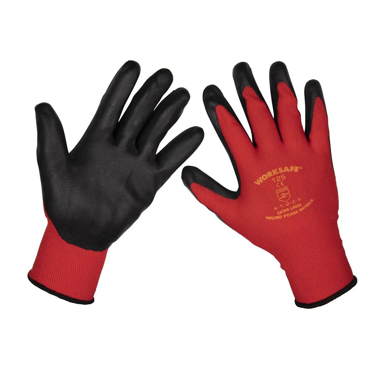 Worksafe by Sealey Flexi Grip Nitrile Palm Gloves (X-Large) - Pack of 12 Pairs