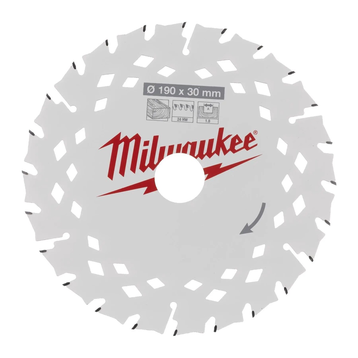 Milwaukee Circular Saw Blade for Wood 190mm x 30mm x 1.8mm x 24 ATB