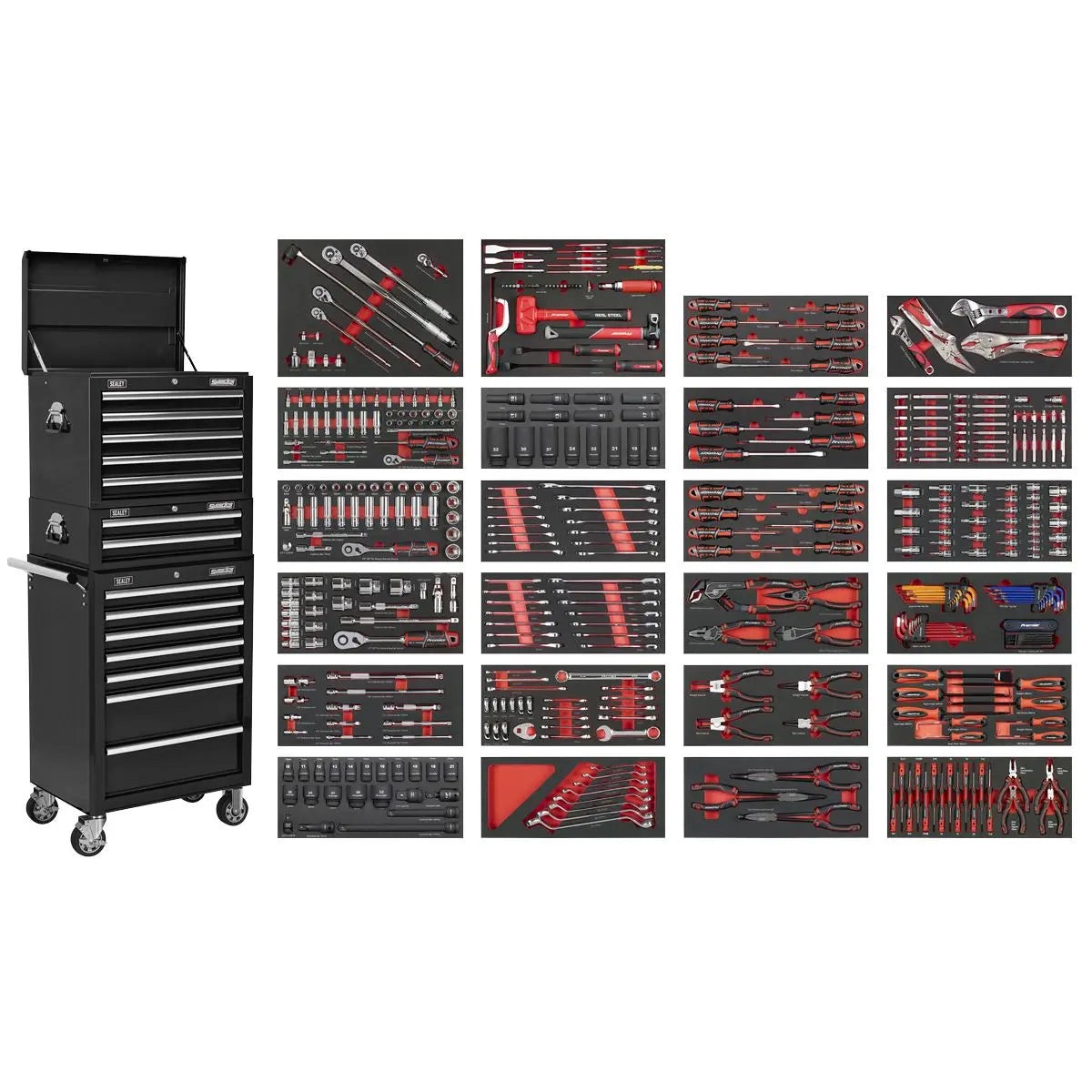 Sealey Superline PRO Tool Chest Combination 14 Drawer with 447pc Tool Kit - Black