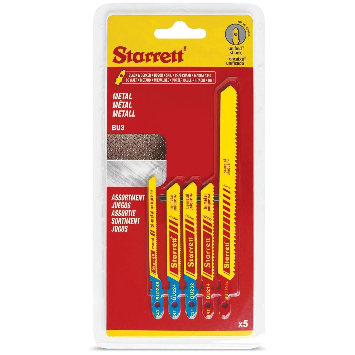 Starrett Jigsaw Blade Set Metal Cutting Assortment 5 Pack Bi-Metal SA394 BU3