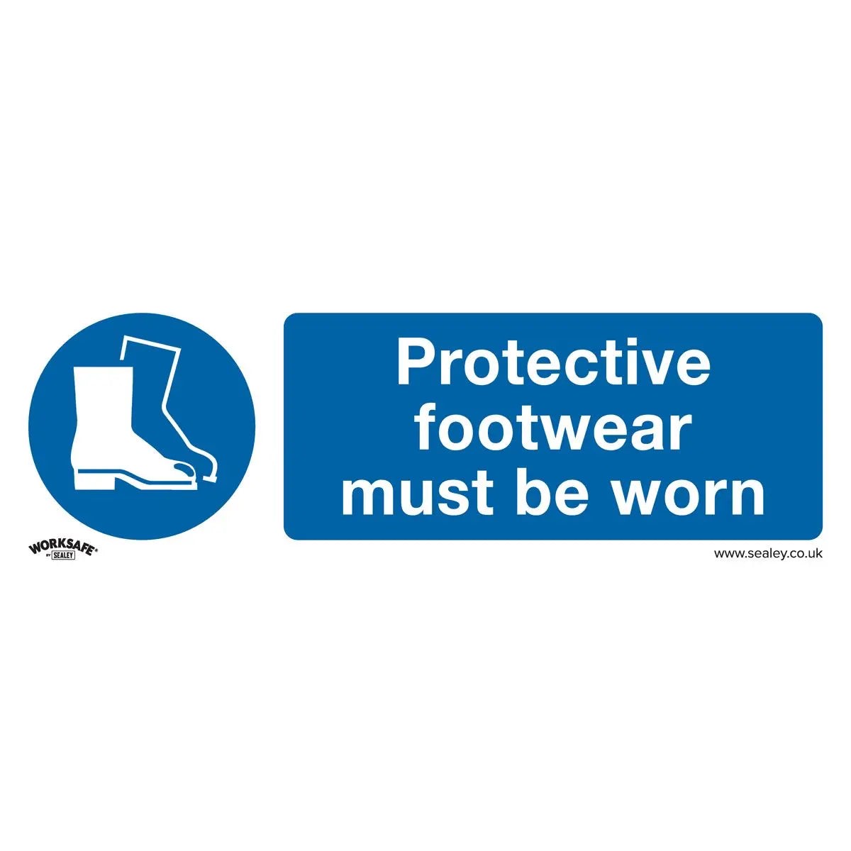 Worksafe by Sealey Mandatory Safety Sign - Protective Footwear Must Be Worn - Self-Adhesive Vinyl