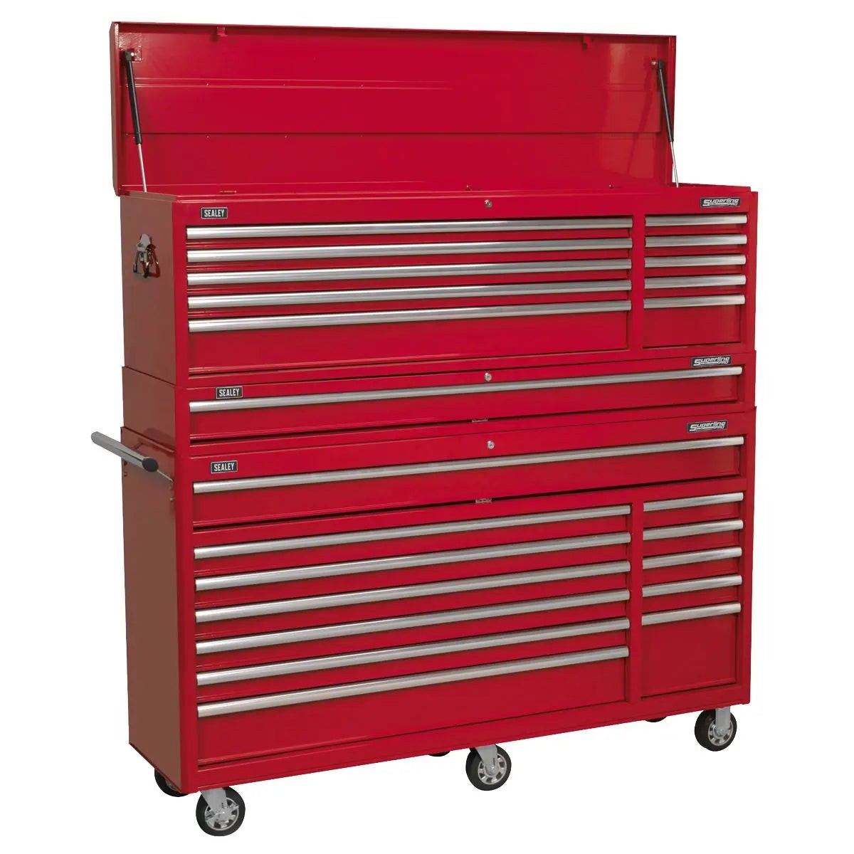 Sealey Tool Chest Topchest, Mid-Box & Rollcab Combination 23 Drawer with Ball-Bearing Slides - Red