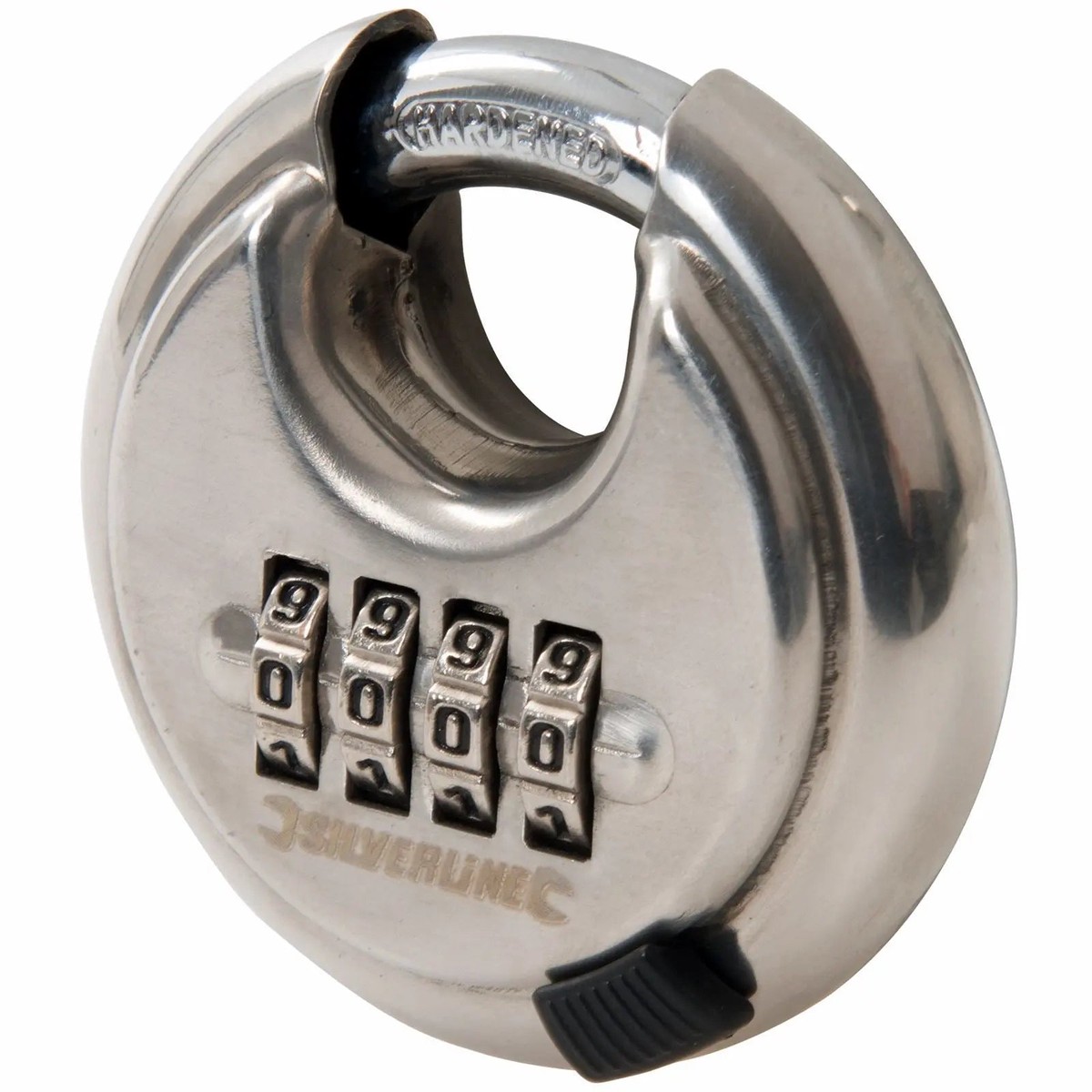 Silverline 4-Digit Stainless Steel Combination Disc Padlock Security Shed Garage Gate