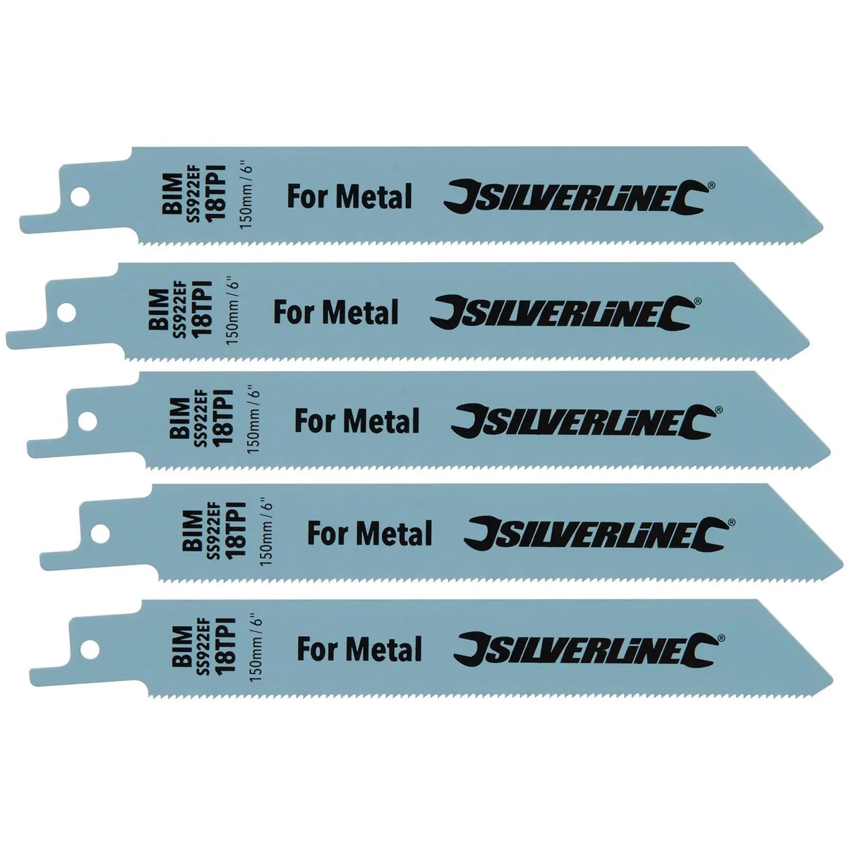 Silverline 5 Piece 150mm Recipro Saw Blades 18TPI Fine Metal Cutting