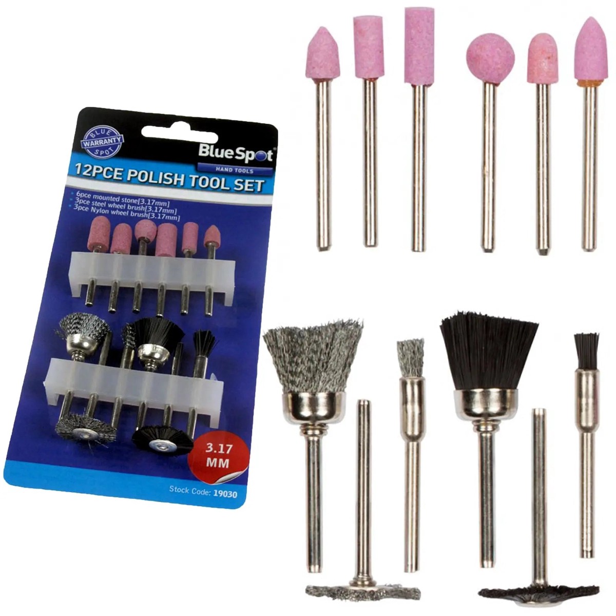 BlueSpot 12 Piece Polishing Rotary Tool Accessory Kit