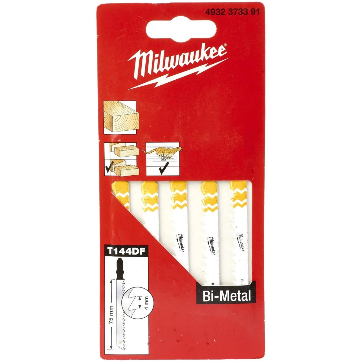 Milwaukee Jigsaw Blades Wood Plastic Fast Cut Blades Bi-Metal 75mm x 5mm T144DF 5 Pieces