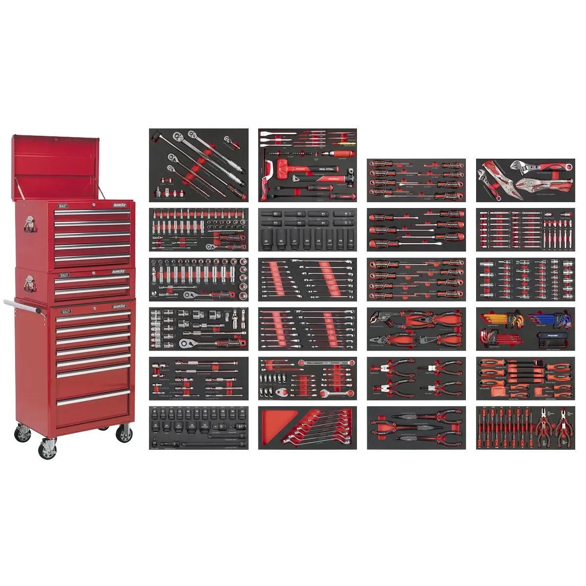 Sealey Superline PRO Tool Chest Combination 14 Drawer with 447pc Tool Kit - Red