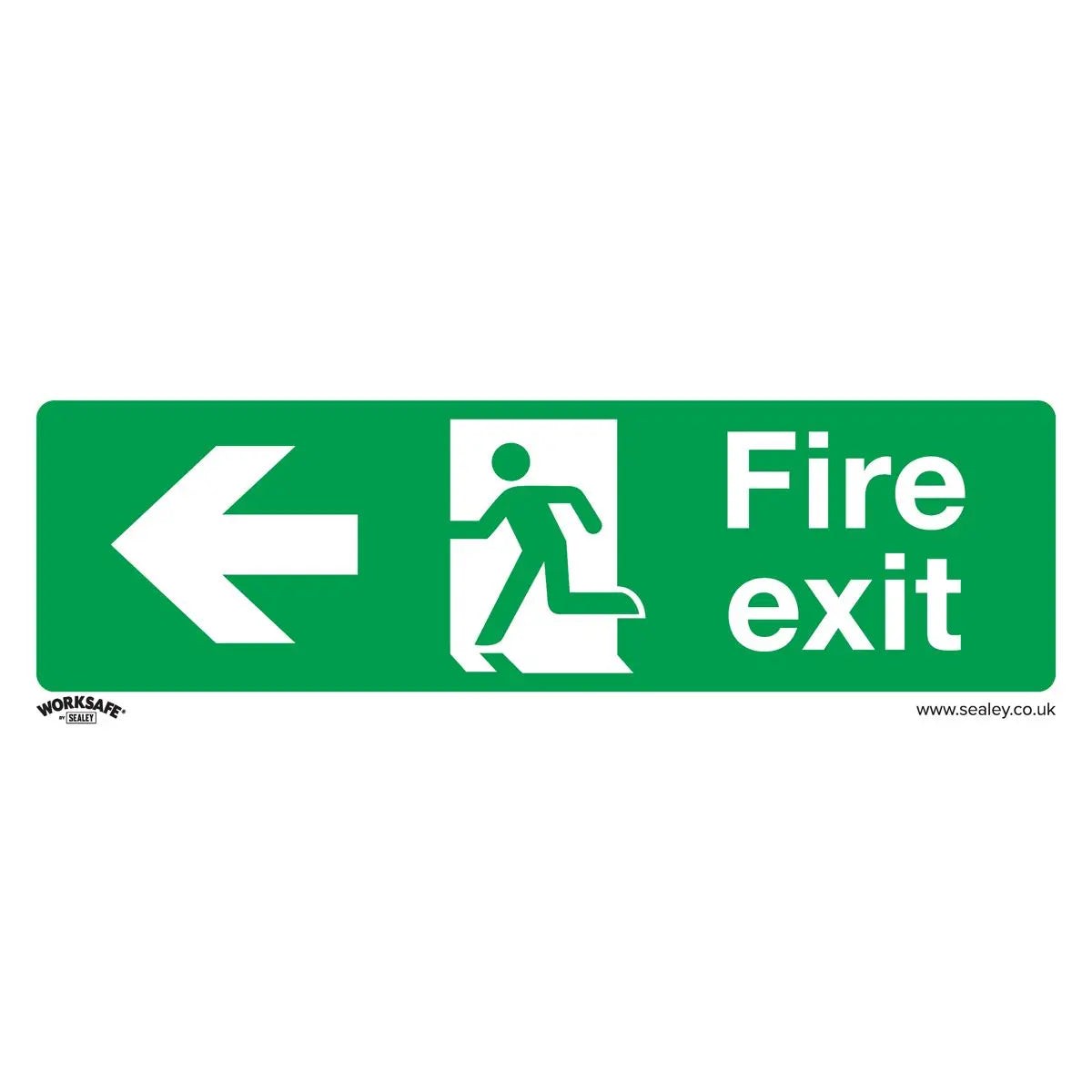 Worksafe by Sealey Safe Conditions Safety Sign - Fire Exit (Left) - Rigid Plastic - Pack of 10