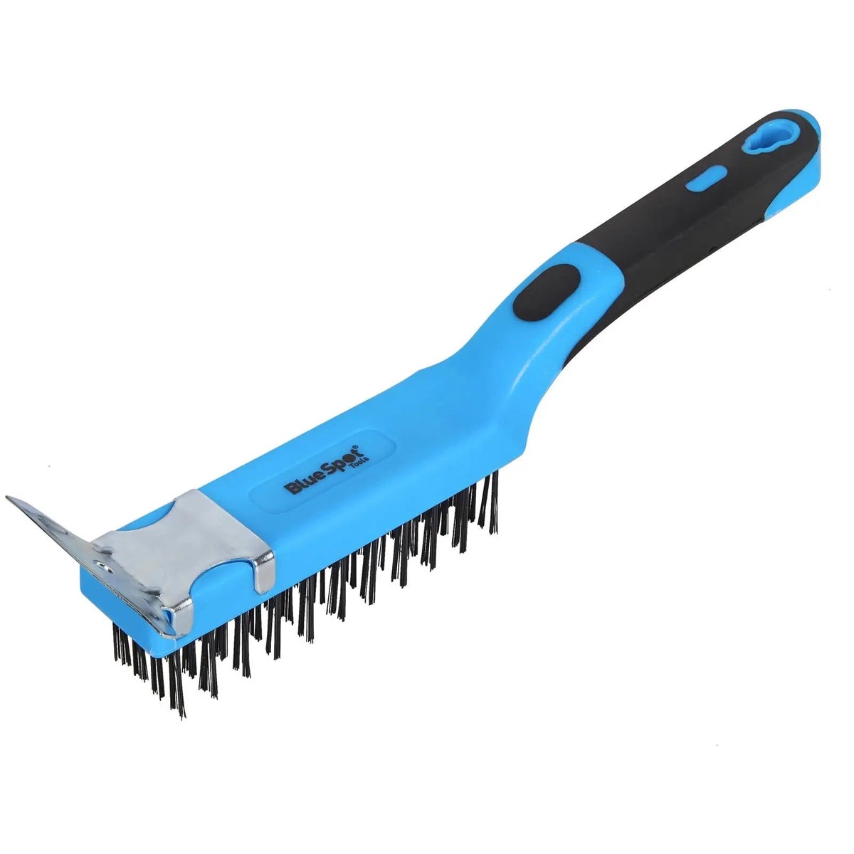 BlueSpot Wire Brush with Scraper 4 Row Heavy Duty Soft Grip