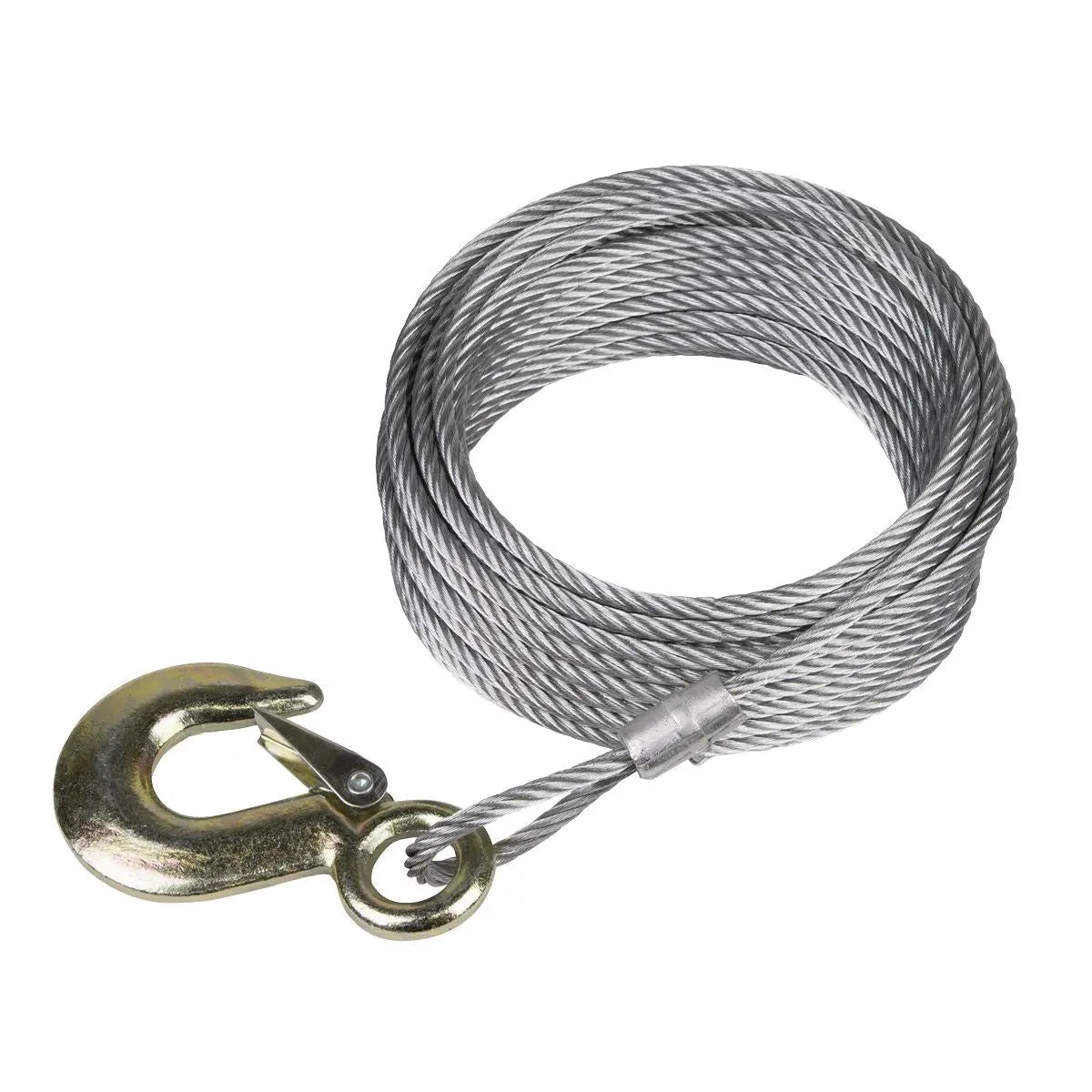 Sealey Winch Cable/Wire Rope 5.1mm x 10m 1350kg Breaking Strength with Forged Hook