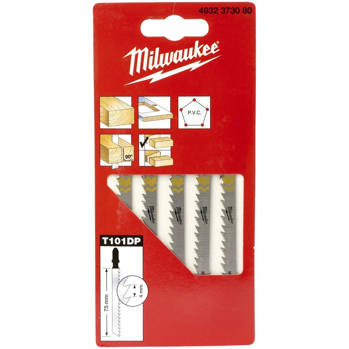 Milwaukee Jigsaw Blades Wood Plastic Precise Straight Cutting Kitchen Worktops 75mm x 4mm T101DP 5 Pieces