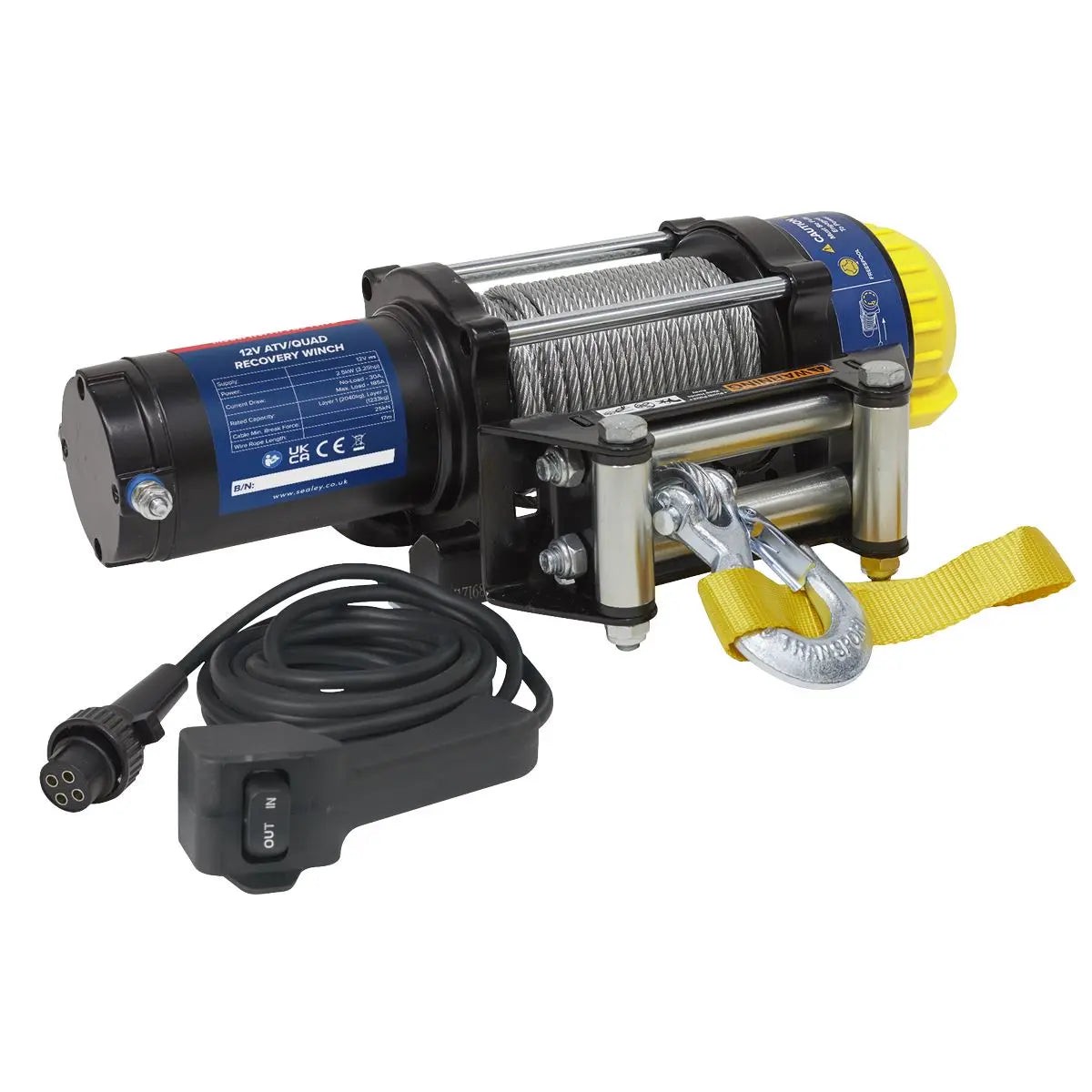 Sealey ATV/Quad Recovery Winch 2040kg (4500lb) Line Pull 12V