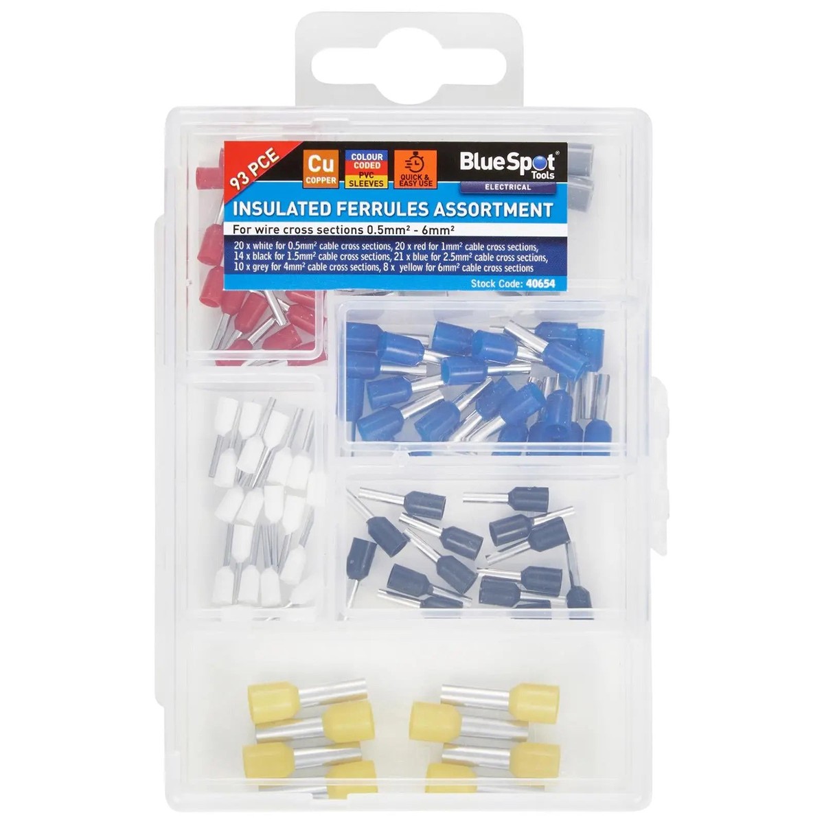 BlueSpot Insulated Wire Ferrules Assortment 93 Piece