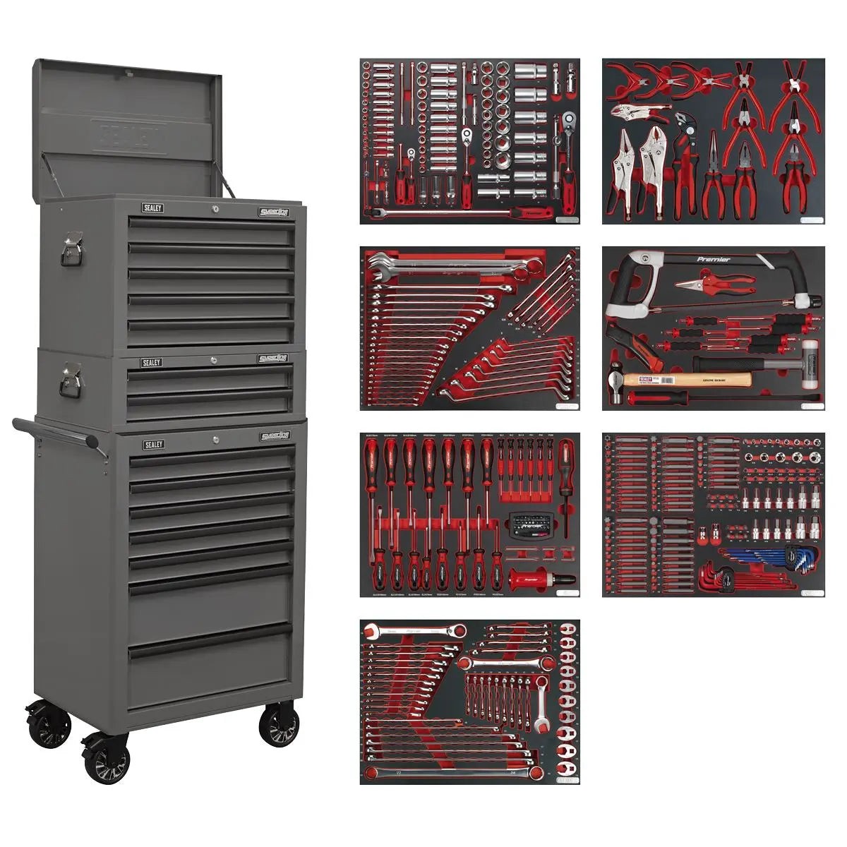 Sealey Superline Pro Superline PRO Tool Chest Combination 14 Drawer with 446pc Tool Kit - Grey