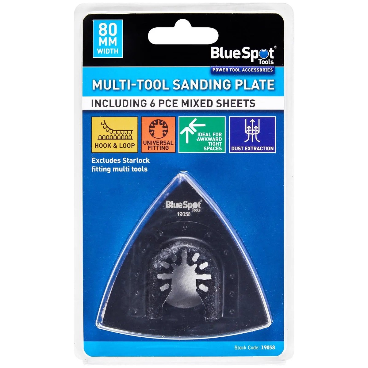 BlueSpot Multi Tool Sanding Plate with Sanding Sheets 80mm OMT