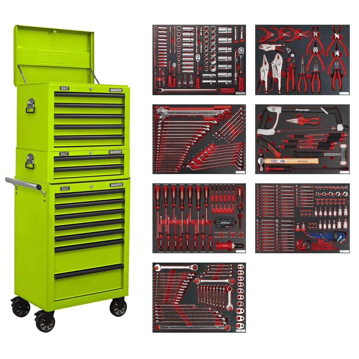Sealey Superline Pro Superline PRO Tool Chest Combination 14 Drawer with 446pc Tool Kit - Green