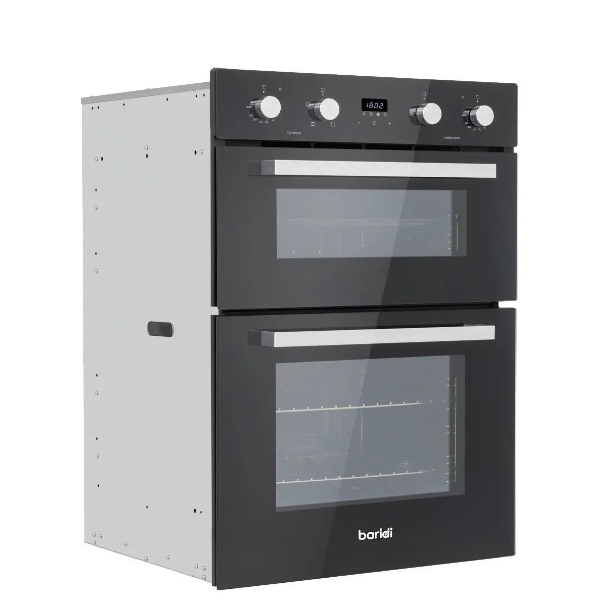 Baridi 72cm Built-Under Double Oven, 74L Capacity, Energy Rating A - Black