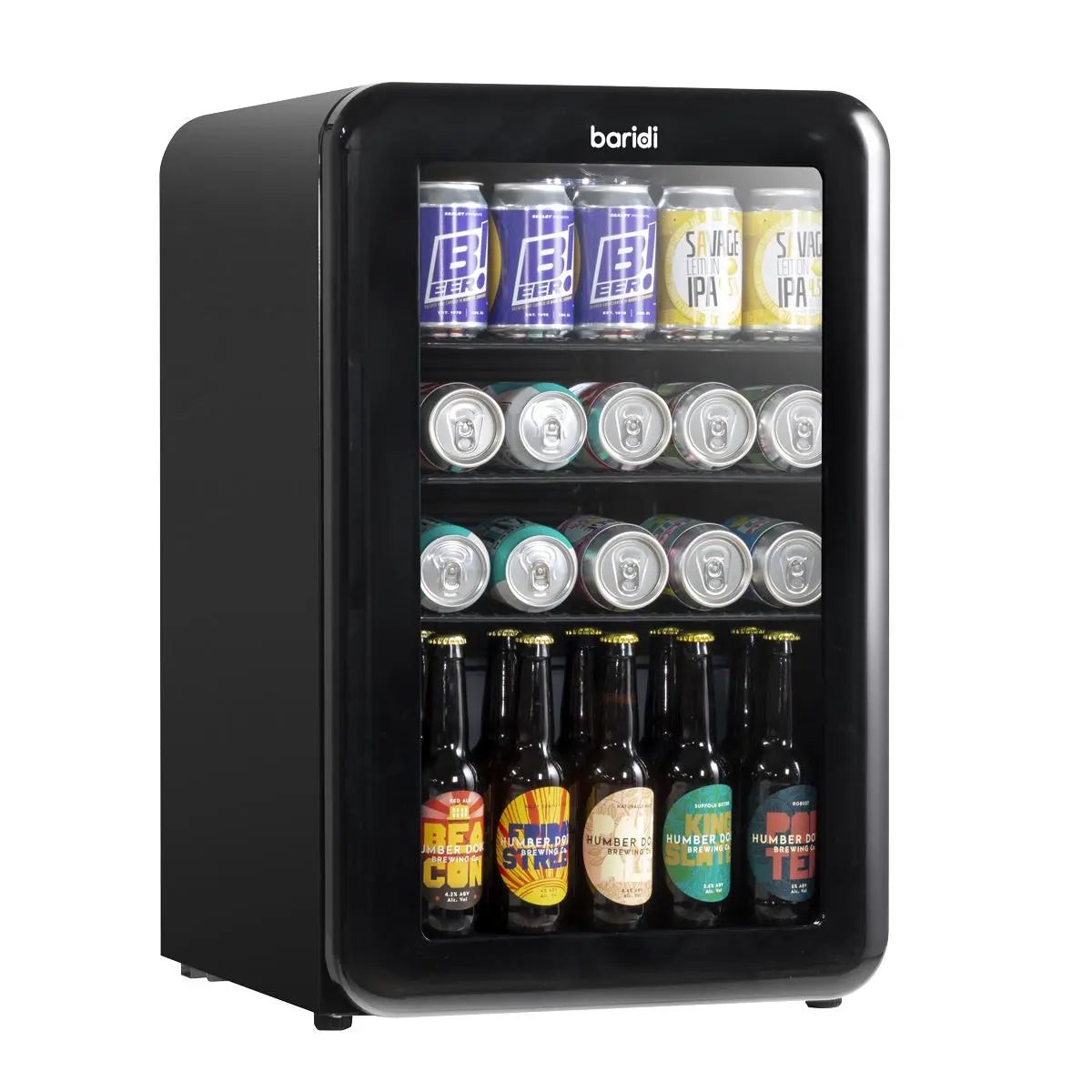 Baridi 70L Under Counter Drinks/Beer & Wine Cooler Fridge, Retro Style, Black