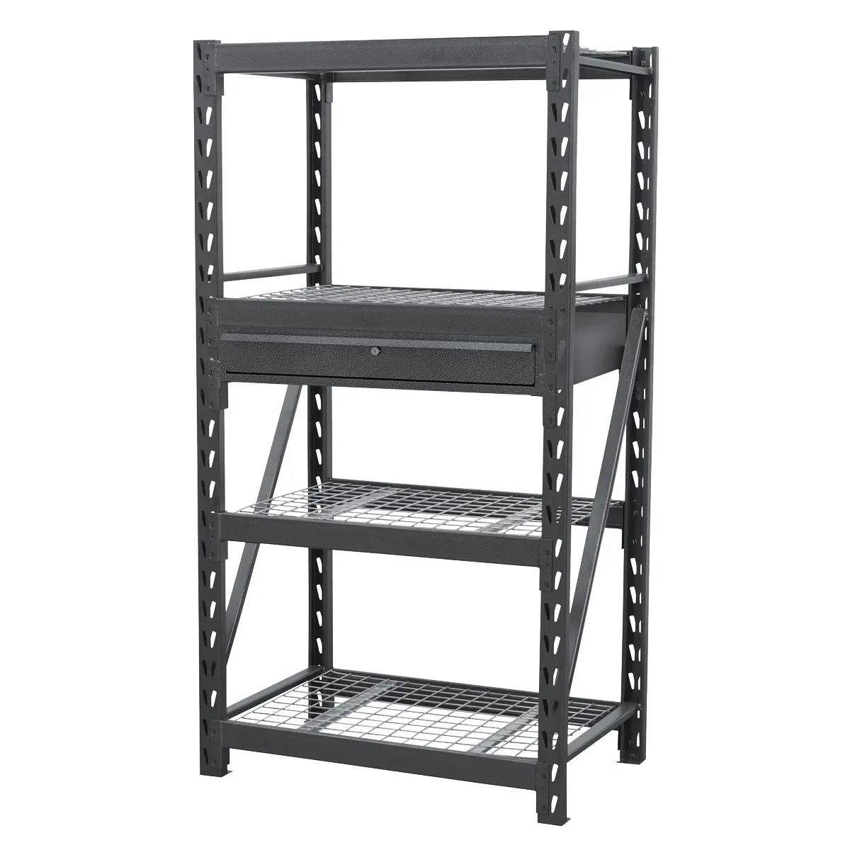 Sealey Heavy-Duty Racking Unit with 4 Mesh Shelves & Single Drawer 640kg Capacity Per Level